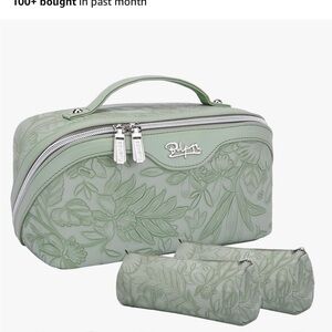 Green Floral 3-piece Makeup Bag set